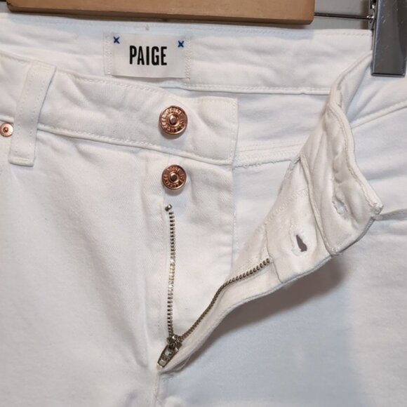 PAIGE Flaunt Bombshell Ankle Skinny Jeans Blanchette White Denim Curvy Fit - Picture 10 of 17